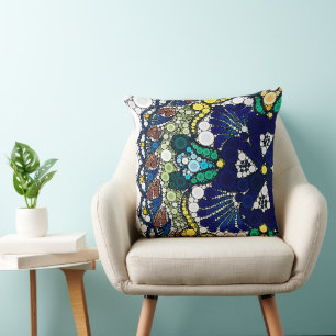 colourful talavera pottery mexican blue photo art  cushion