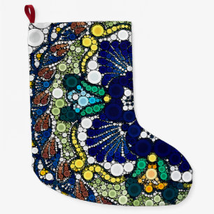 colourful talavera pottery mexican blue photo art  large christmas stocking