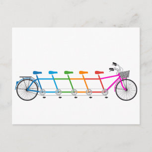 colourful tandem bicycle, team bike postcard
