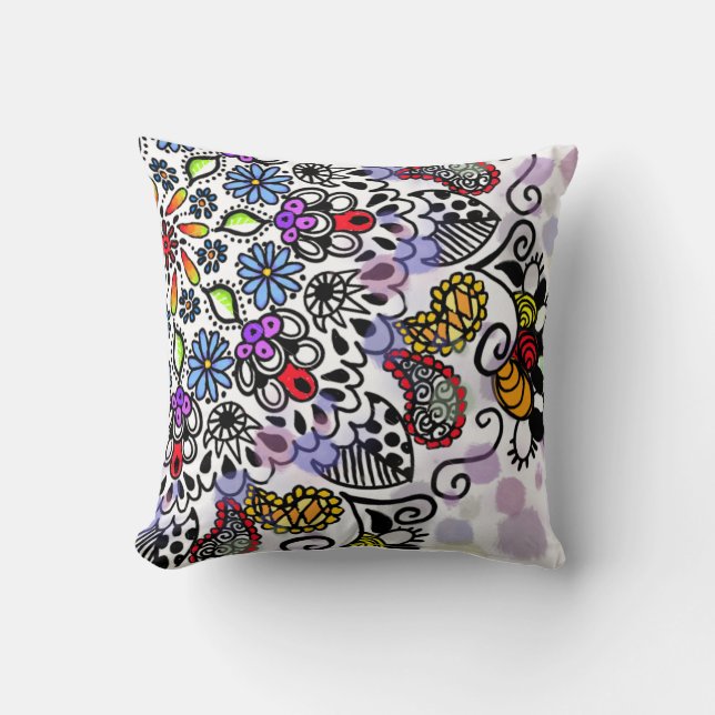 Colourful tangle linear design cushion (Front)