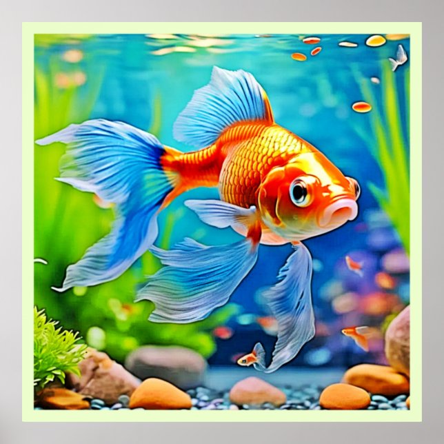 Colourful Tank Goldfish Design Poster (Front)