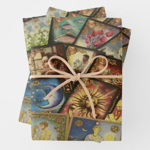 Colourful Tarot Card Deck Spread Illustration Wrapping Paper Sheet