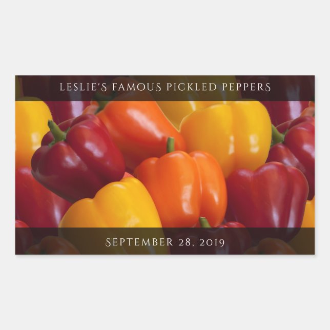 Colourful Tasty Red Orange Yellow Bell Peppers Rectangular Sticker (Front)