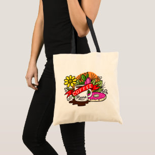 Colourful Tattoo Coffee and Doughnut Tote Bag