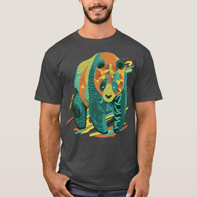 Colourful Tattooed Panda Textures by Tobe Fonseca T-Shirt (Front)
