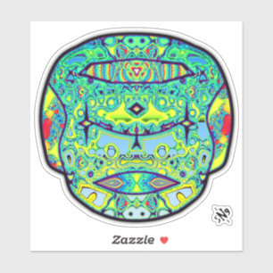 Colourful tattooed skull v3 sticker