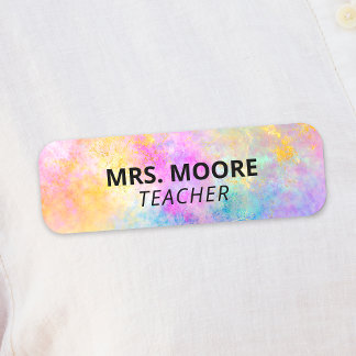 Colourful Teacher ID Safety Pin or Magnetic Clothe Name Tag