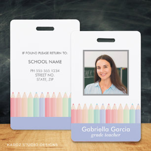 Colourful Teacher School Staff Id Badge