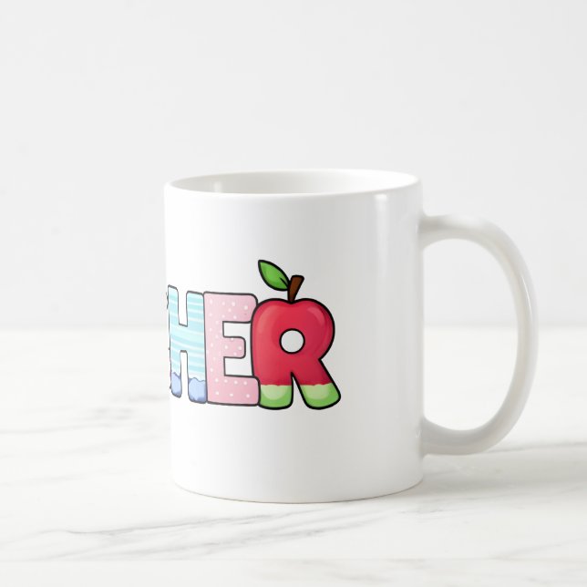Colourful Teacher Word Art Fun  Coffee Mug (Right)