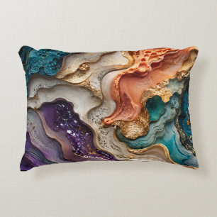 Colourful Teal and Gold Crystal Cushion Home Decor