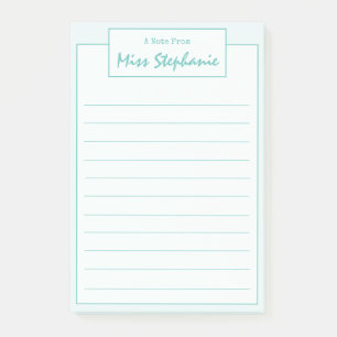 Colourful Teal Blue Script From Teacher Post-it Notes