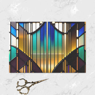 Colourful Teal Gold Art Deco Stained Glass Tissue Paper