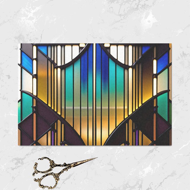 Colourful Teal Gold Art Deco Stained Glass Tissue Paper (Creator Uploaded)