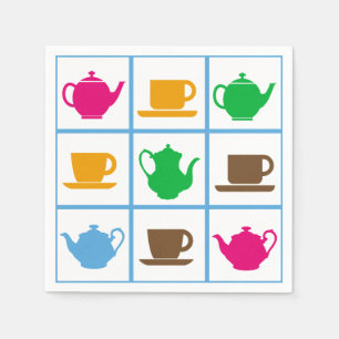 Colourful teapots pattern napkin