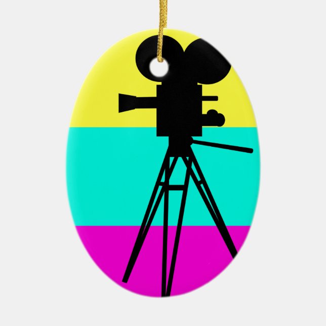 Colourful Technicolor Camera Silhouette Ornament (Front)