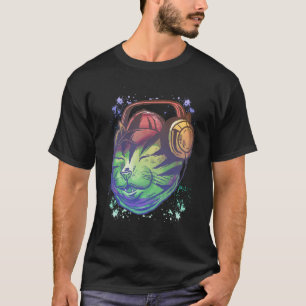 Colourful Techno Cat DJ Musician Raver Kitten T-Shirt