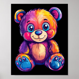 Colourful Teddy Bear With Big Eyes  Poster