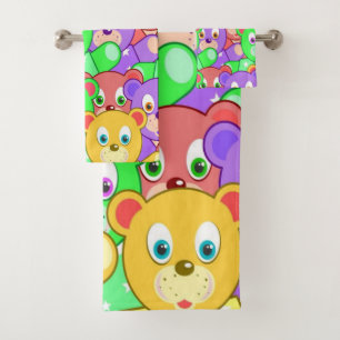 Colourful Teddy Bears Bathroom Towel Sets