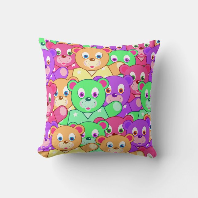 Colourful Teddy Bears Cushion (Front)