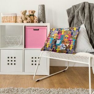 Colourful Teddy Bears with Many Professions Cushion