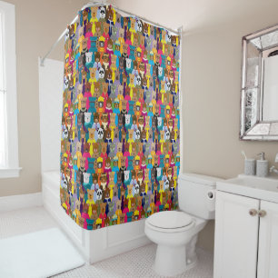 Colourful Teddy Bears with Many Professions Shower Curtain