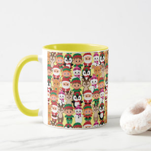 Colourful Teddy Christmas with Many Professions Mug