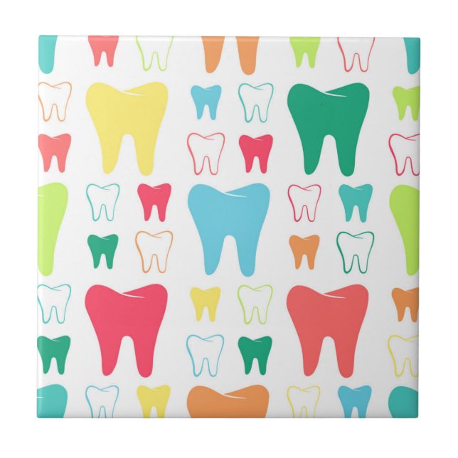 Colourful Teeth Pattern Ceramic Tile (Front)