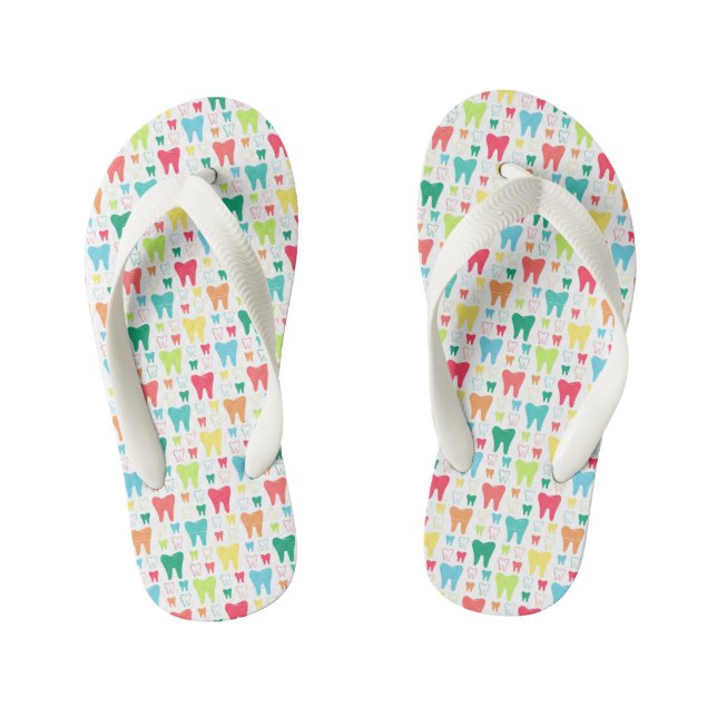 Colourful Teeth Pattern Kid's Thongs (Footbed)