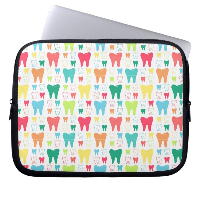 Colourful Teeth Pattern Laptop Sleeve (Front)