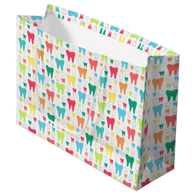 Colourful Teeth Pattern Large Gift Bag (Front Angled)