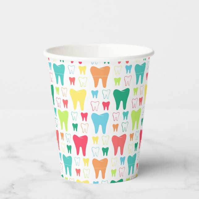 Colourful Teeth Pattern Paper Cups (Left)