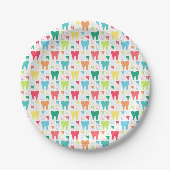 Colourful Teeth Pattern Paper Plate (Front)