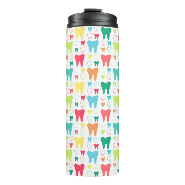 Colourful Teeth Pattern Thermal Tumbler (Front)