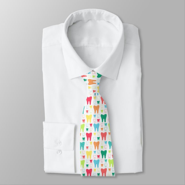 Colourful Teeth Pattern Tie (Tied)