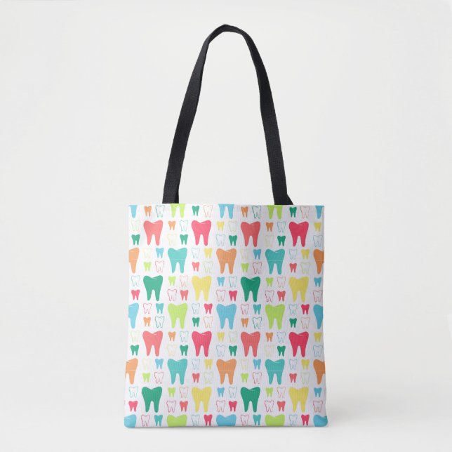 Colourful Teeth Pattern Tote Bag (Front)