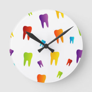 Colourful teeth round clock