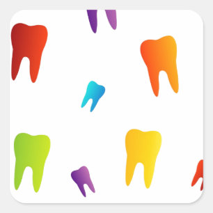 Colourful teeth square sticker