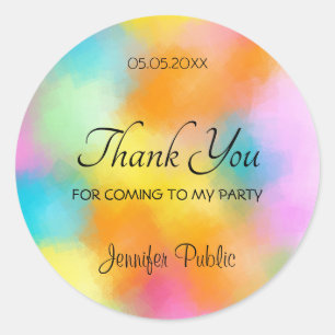Colourful Template Handwritten Thank You Script Classic Round Sticker