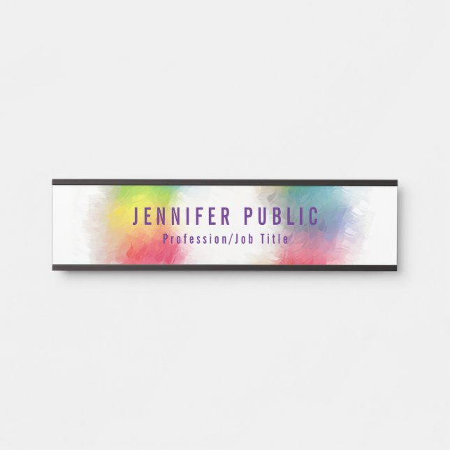 Colourful Template Modern Elegant Rainbow Colours Door Sign (Front)