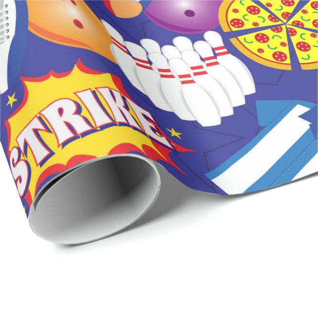 Colourful Ten Pin Bowling Birthday Party Pattern Wrapping Paper (Roll Corner)