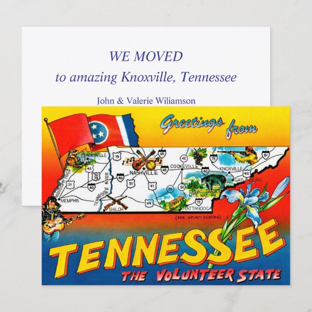 Colourful Tennessee Moving Address Card (Front/Back)