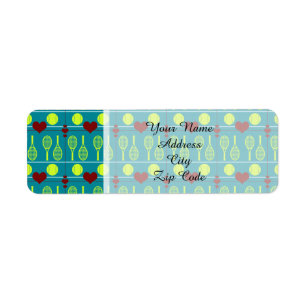 Colourful tennis pattern return address label