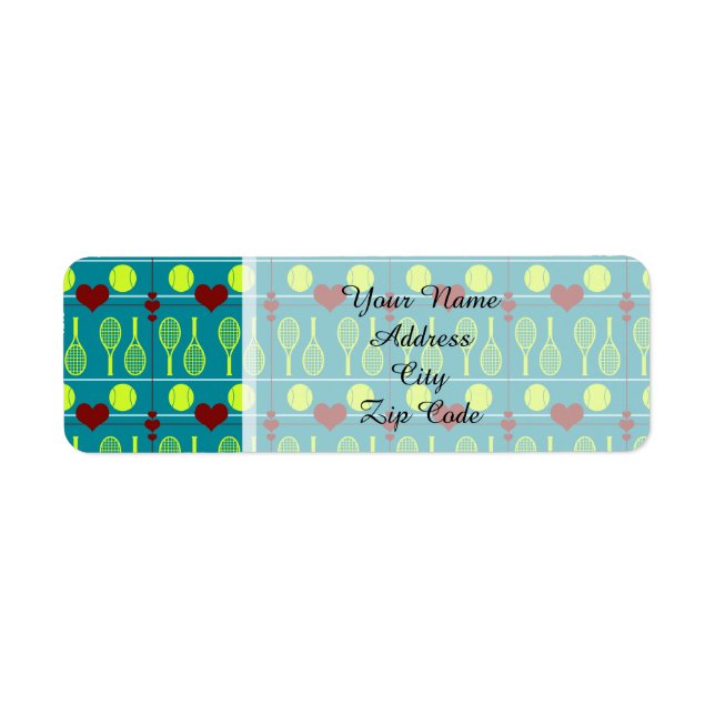 Colourful tennis pattern return address label (Front)