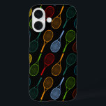colourful tennis rackets pattern iPhone 16 case<br><div class="desc">A pattern of tennis racquets of different colours</div>