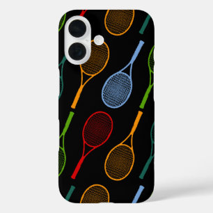 colourful tennis rackets pattern iPhone 16 case