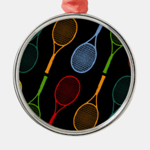 colourful tennis rackets pattern metal ornament