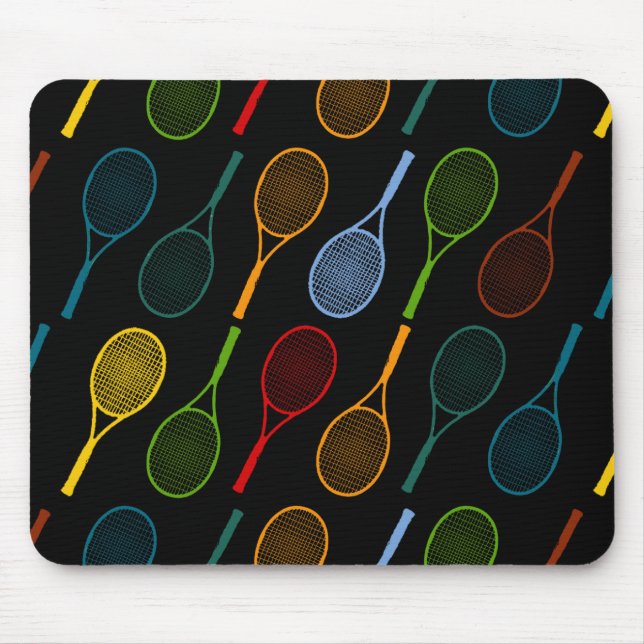 colourful tennis rackets pattern mouse pad (Front)