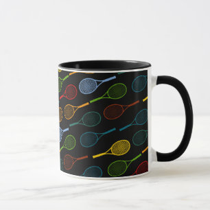colourful tennis rackets pattern mug
