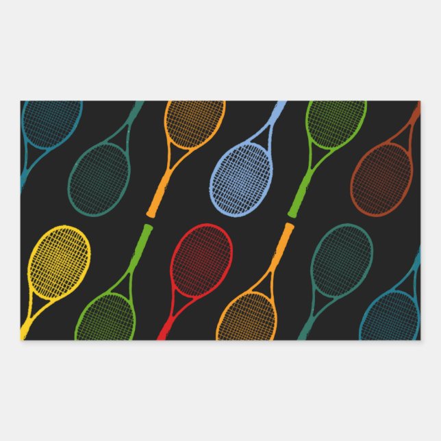 colourful tennis rackets pattern rectangular sticker (Front)