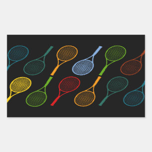 colourful tennis rackets pattern rectangular sticker
